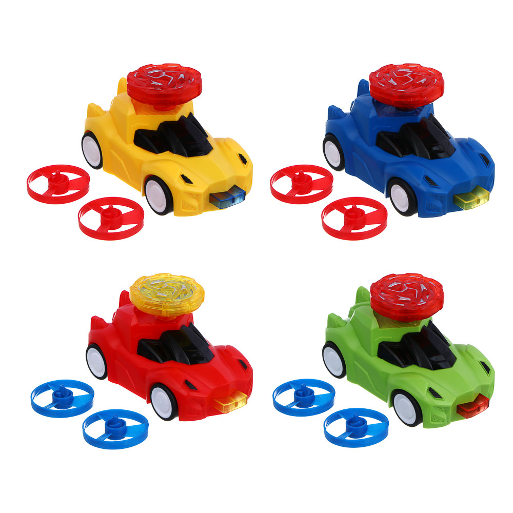 ИГРОЛЕНД Машинка "Дикий вихрь", летающ.диск, светящ.волчок, инерция, 3LR41,ABS,16х14,3х6 см, 4 диз. - #2