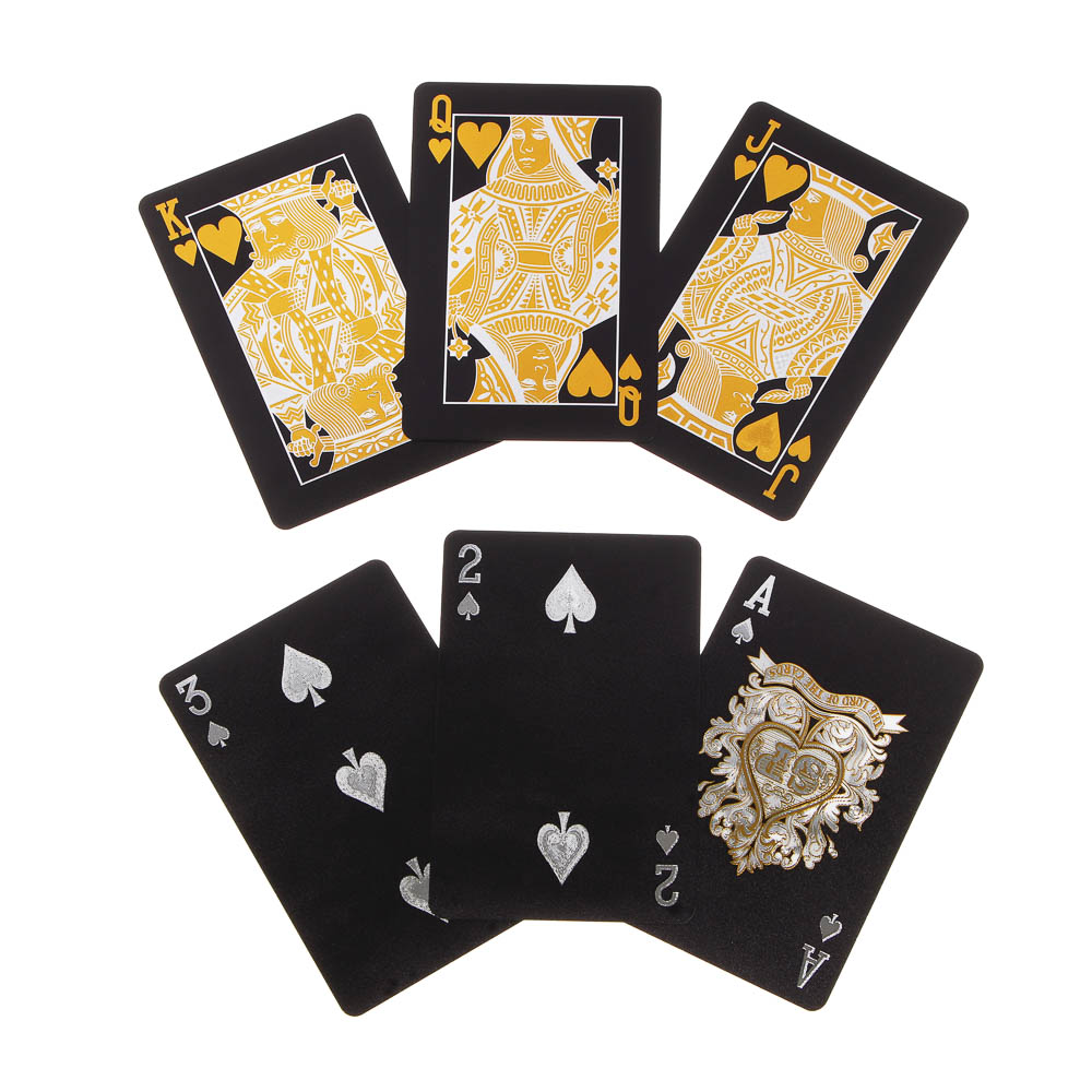 Карты пластиковые, черные c золотом - #2