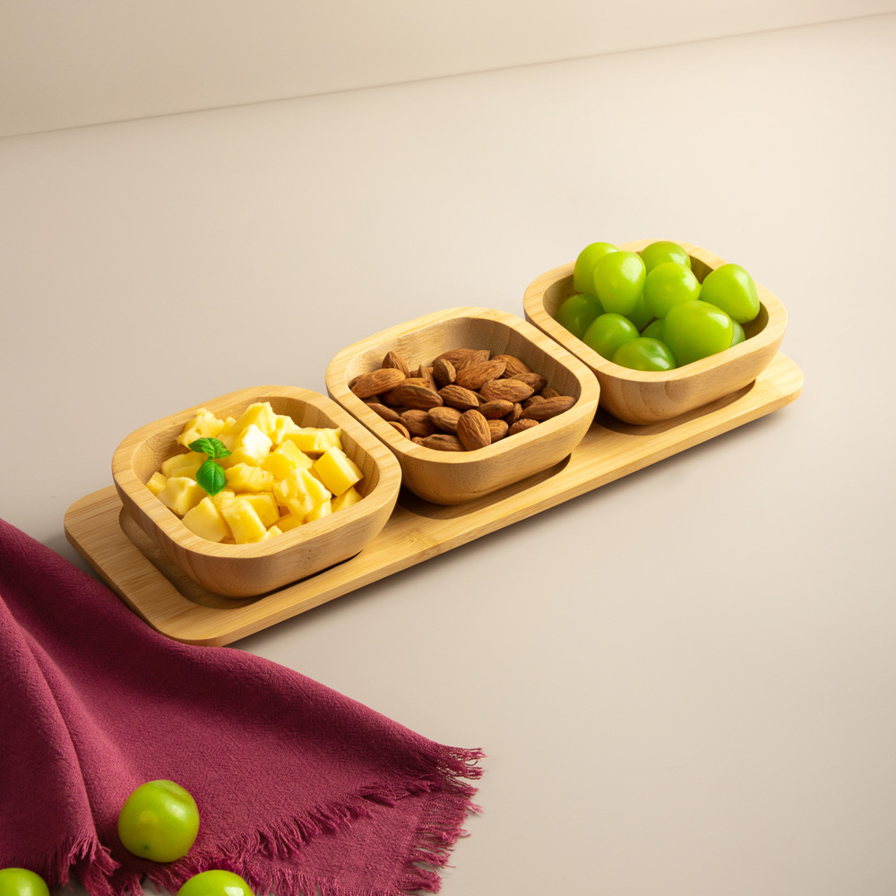 SATOSHI Набор для закусок на подставке 4пр., бамбук, 33х10.8х4.7см - #10