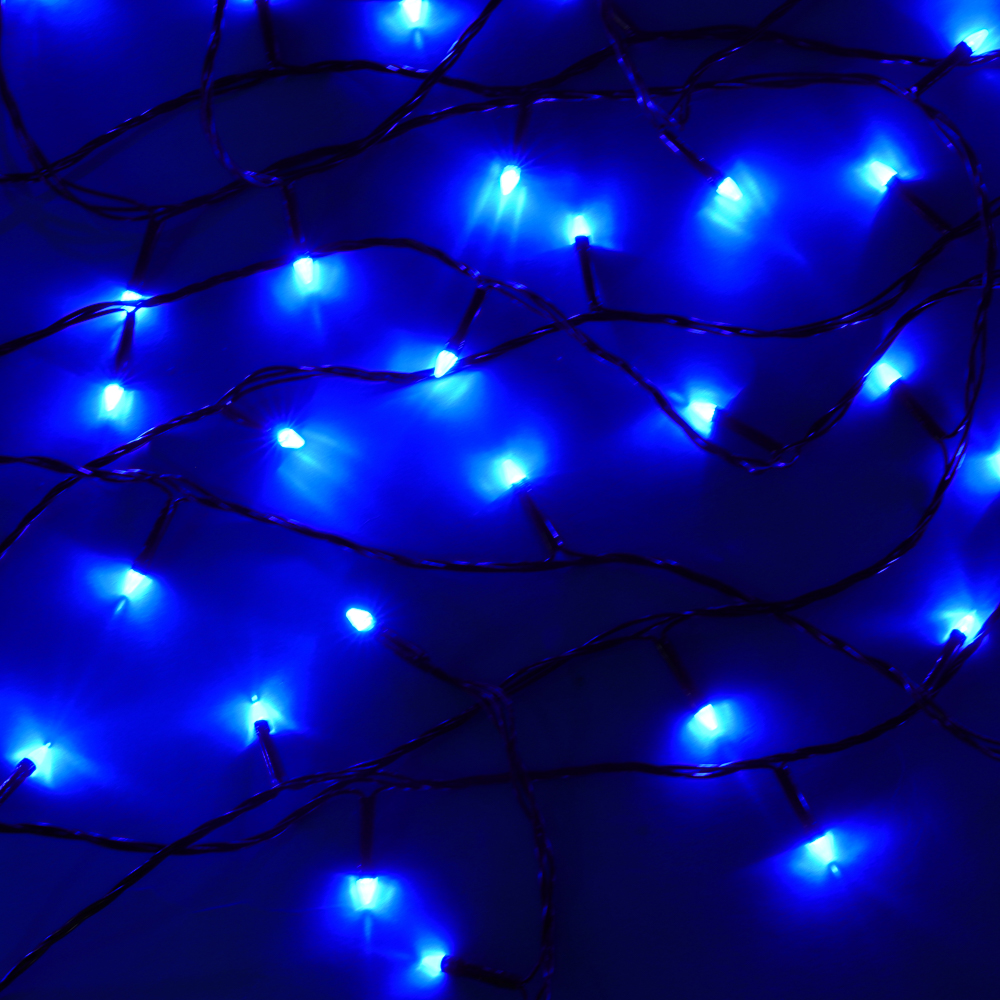 СНОУ БУМ Гирлянда эл. вьюн 10м, 100LED, синий, режим стробоскоп, ПВХ черный, 220В - #1