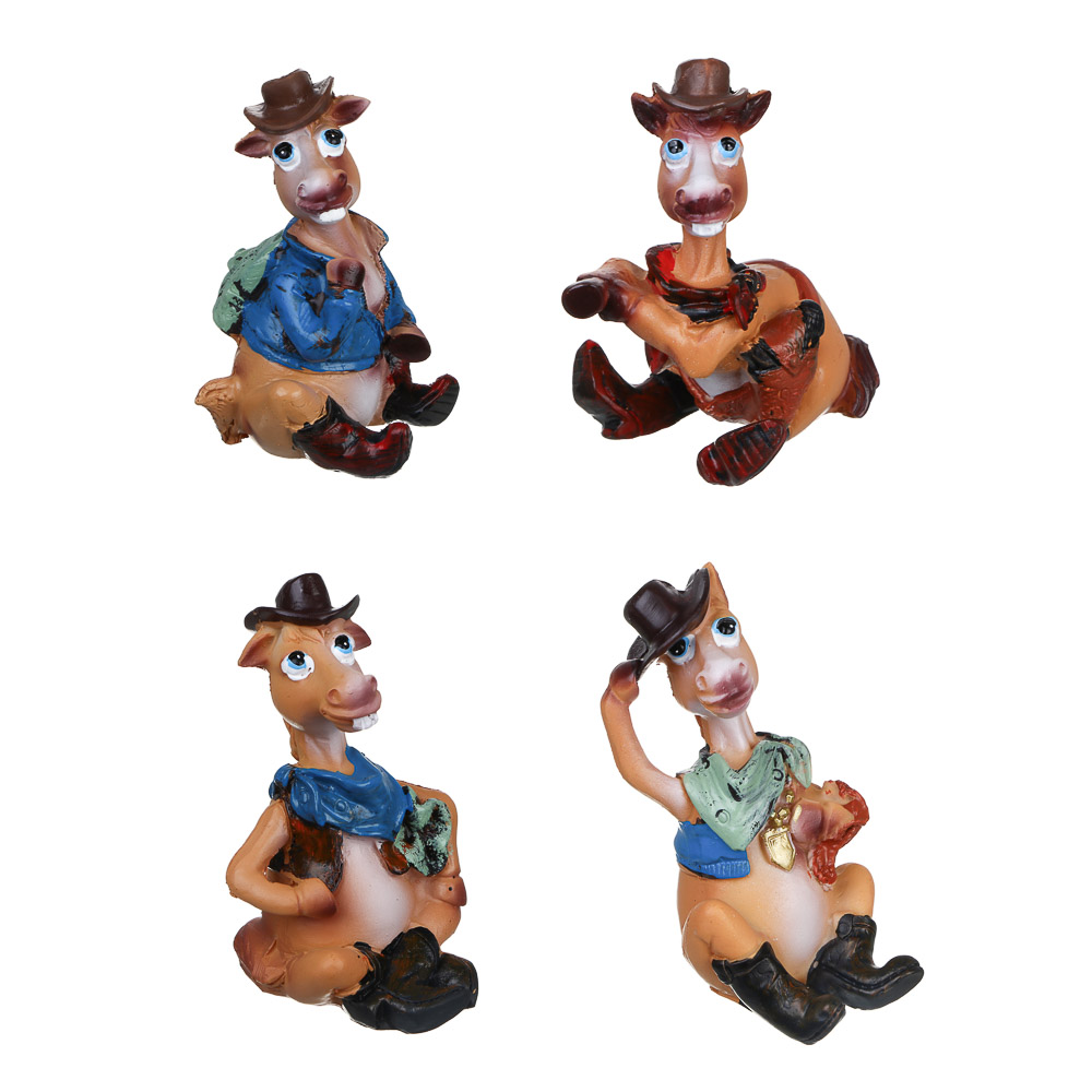 СНОУ БУМ Фигурка лошади в ковбойке 5.5x6x9 см, полистоун, 4 дизайна - #1