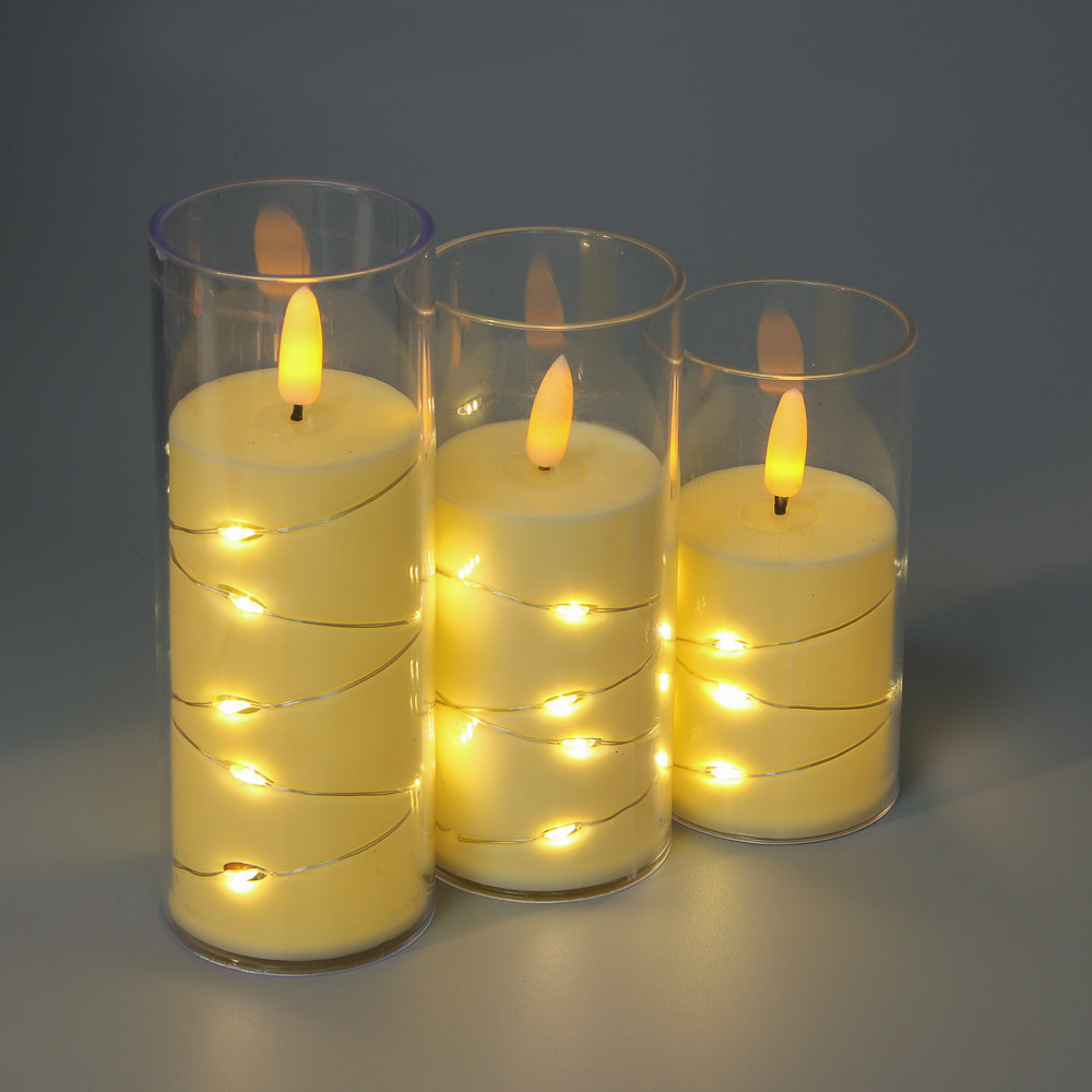СНОУ БУМ Светильник декоративный LED в виде свечи в стакане, 5,5x10,5см, PP, PS, 3хAG13, 1 режим - #7
