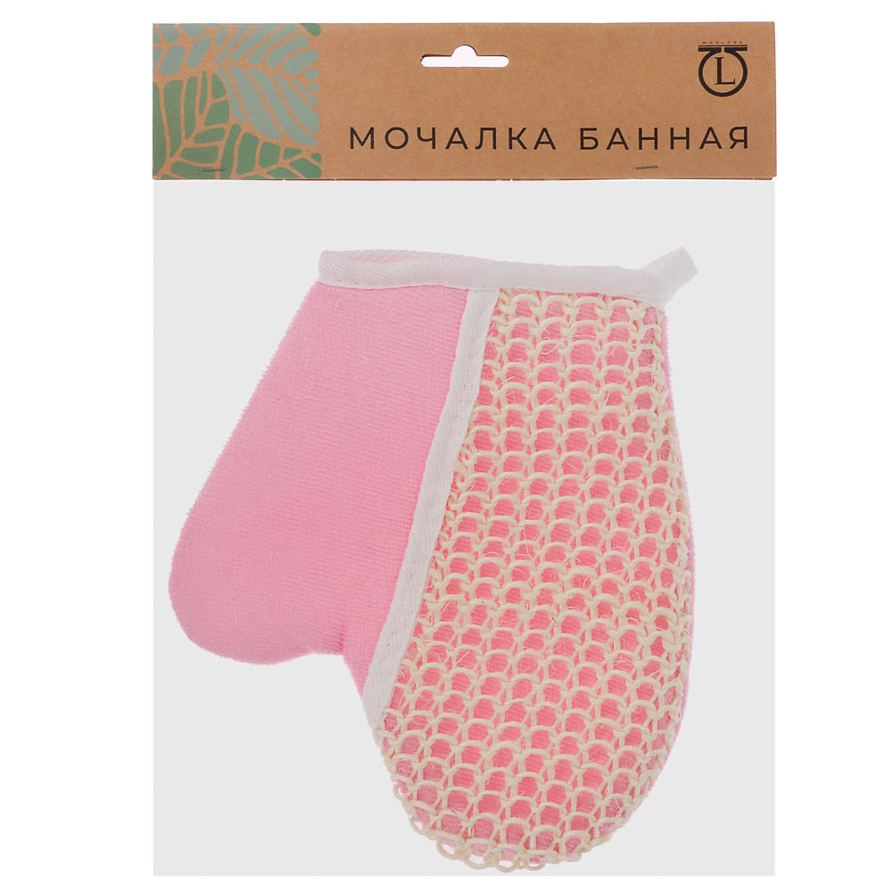 ЮL Мочалка варежка банная, сизаль, полиэстер, поролон, 21,5х18см, 3 цвета, МЭ24-02 - #6