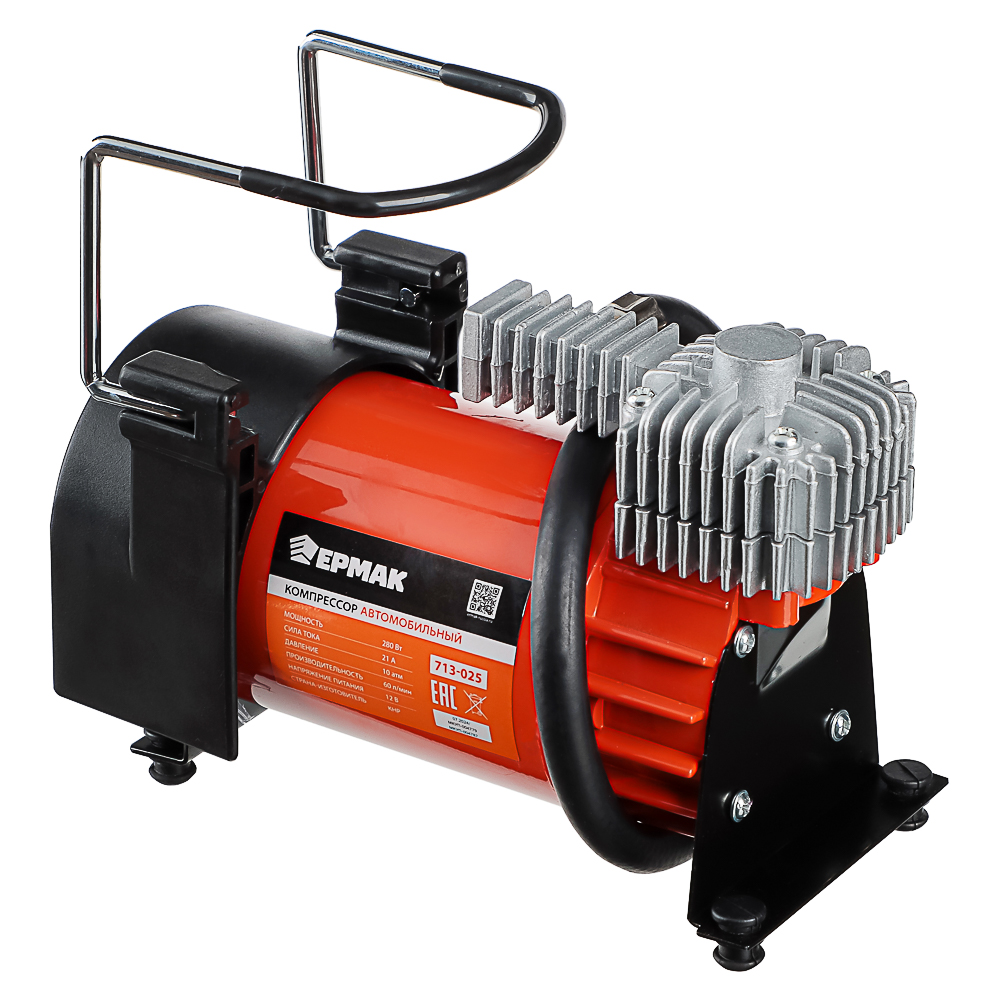 ЕРМАК Компрессор автомобильный, крокодилы к АКБ, шланг 5м, в сумке 12V, 280W, 60 л/мин, металл - #1