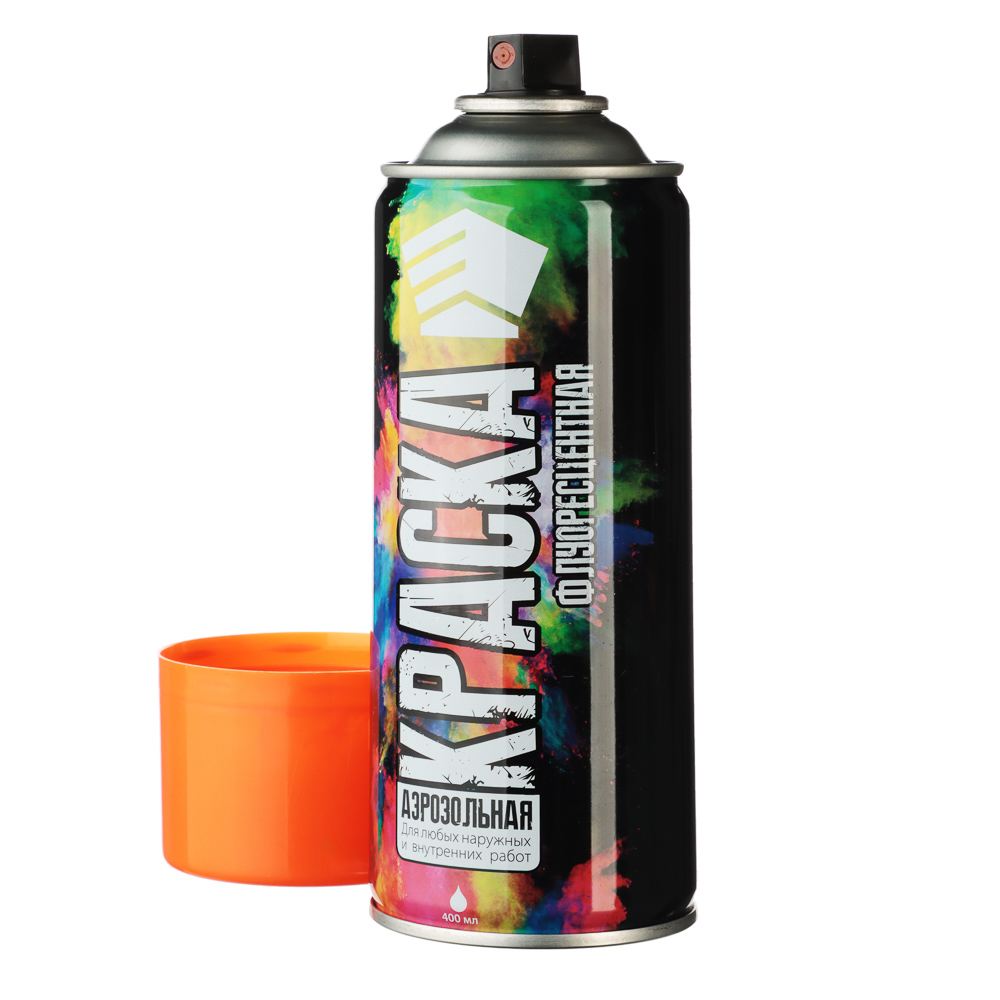 ЕРМАК Краска аэрозоль, 400 мл, флуоресцентная, оранжевая - #2