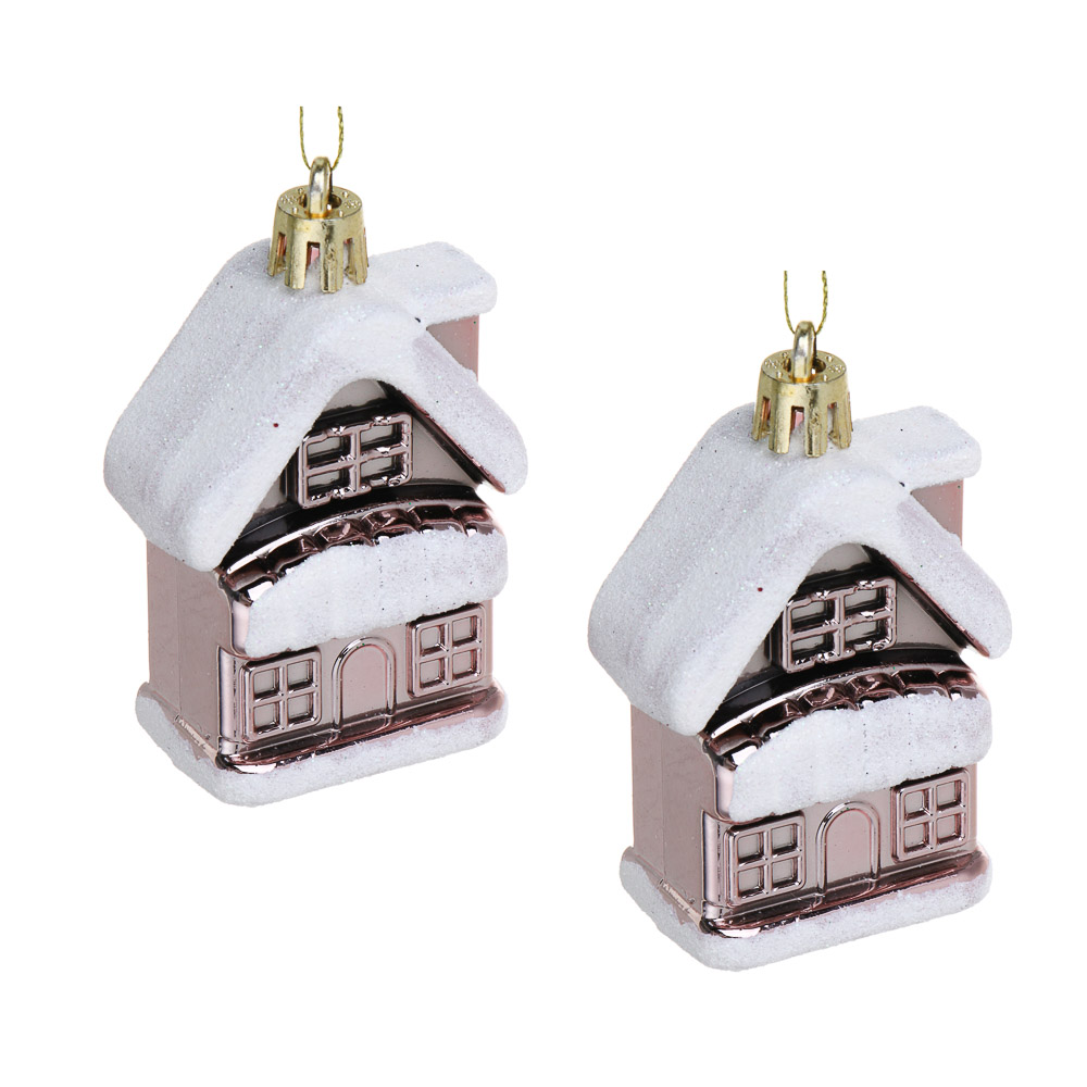 СНОУ БУМ Набор декоративных украшений "Домики" 2шт, 4,5x3x7,5см, пластик, арт.2 - #1