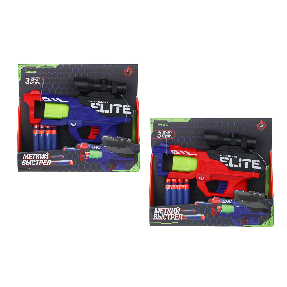 ИГРОЛЕНД Бластер "Меткий выстрел" с мягкими пулями, 12 пуль, ABS, 25х20х8 см, 2 дизайна - #3