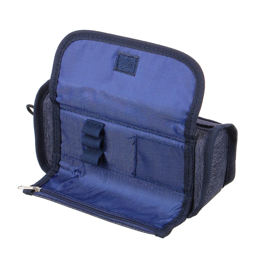 Пенал прямоугольный 20х9х5,5см, 1 отд., 1 карман, п/э под ткань, нашивка, ручка с фиксатором, 3цвета - #5