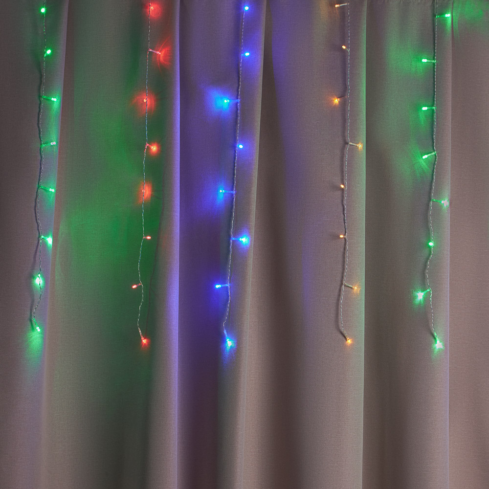 СНОУ БУМ Гирлянда эл. бахрома, 96LED, 3x0,7м, мультицвет, 8 реж, ПВХ прозр., коннектор, 220В - #10