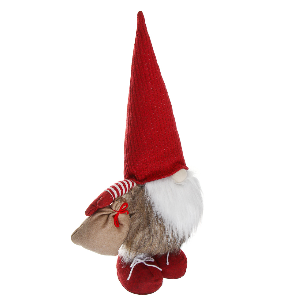 СНОУ БУМ Фигура декоративная "Гном" с выдвижными ногами 47-67 см, полиэстер, красный - #2