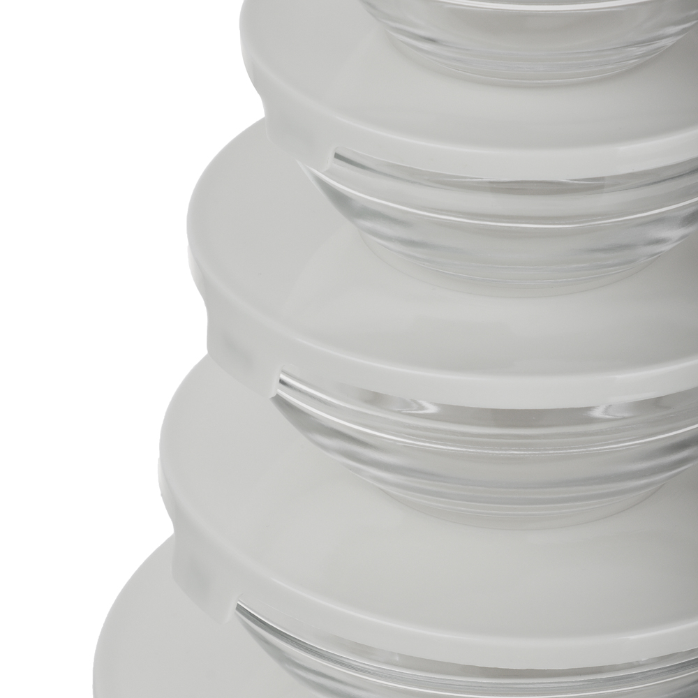 MILLIMI Набор салатников с крышкой 5 шт: 900/ 500/350/200/130 мл, стекло, пластик,  серый - #2