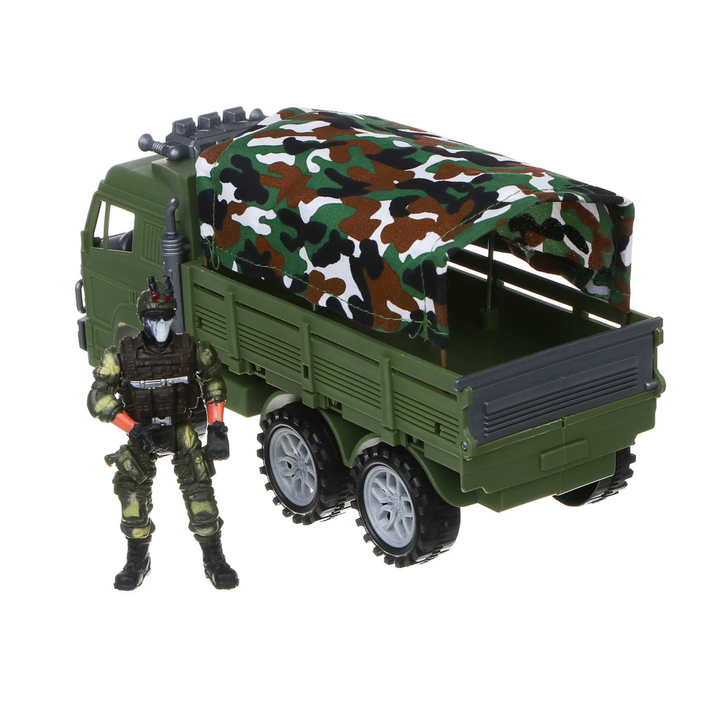 ИГРОЛЕНД Грузовик с солдатиком "Военная операция", инерция, РР, хлопок, 28х11х15 см - #4