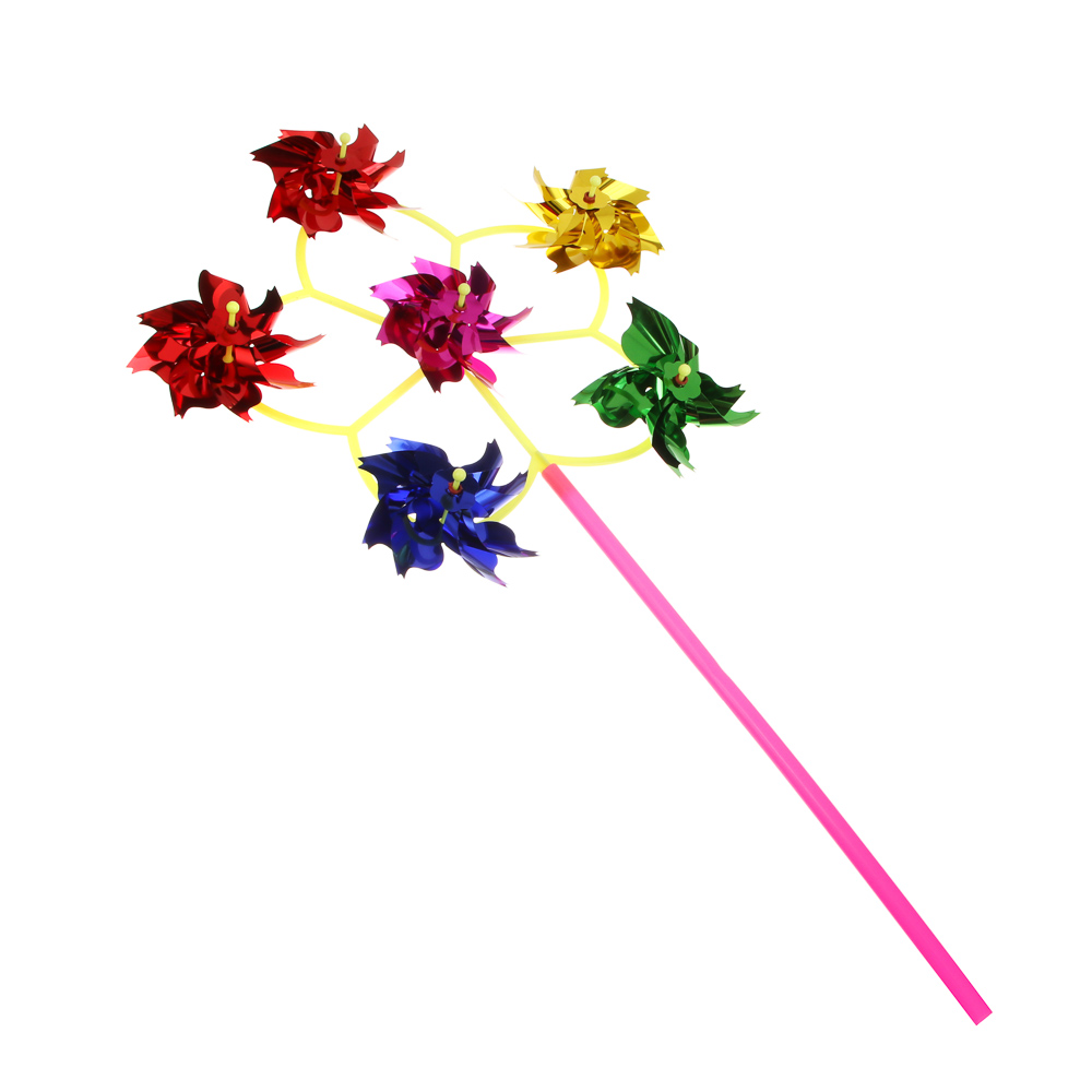 Ветрячок детский Цветочки, 6 насадок, 55см, d30см, PE, PET - #4