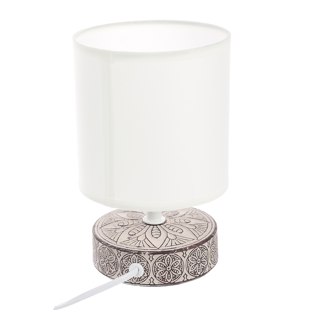 BY Светильник переносной настольный Перей, 40Вт, 20,5 см, E14, 230В, керамика,текстиль,белый/бежевый - #6