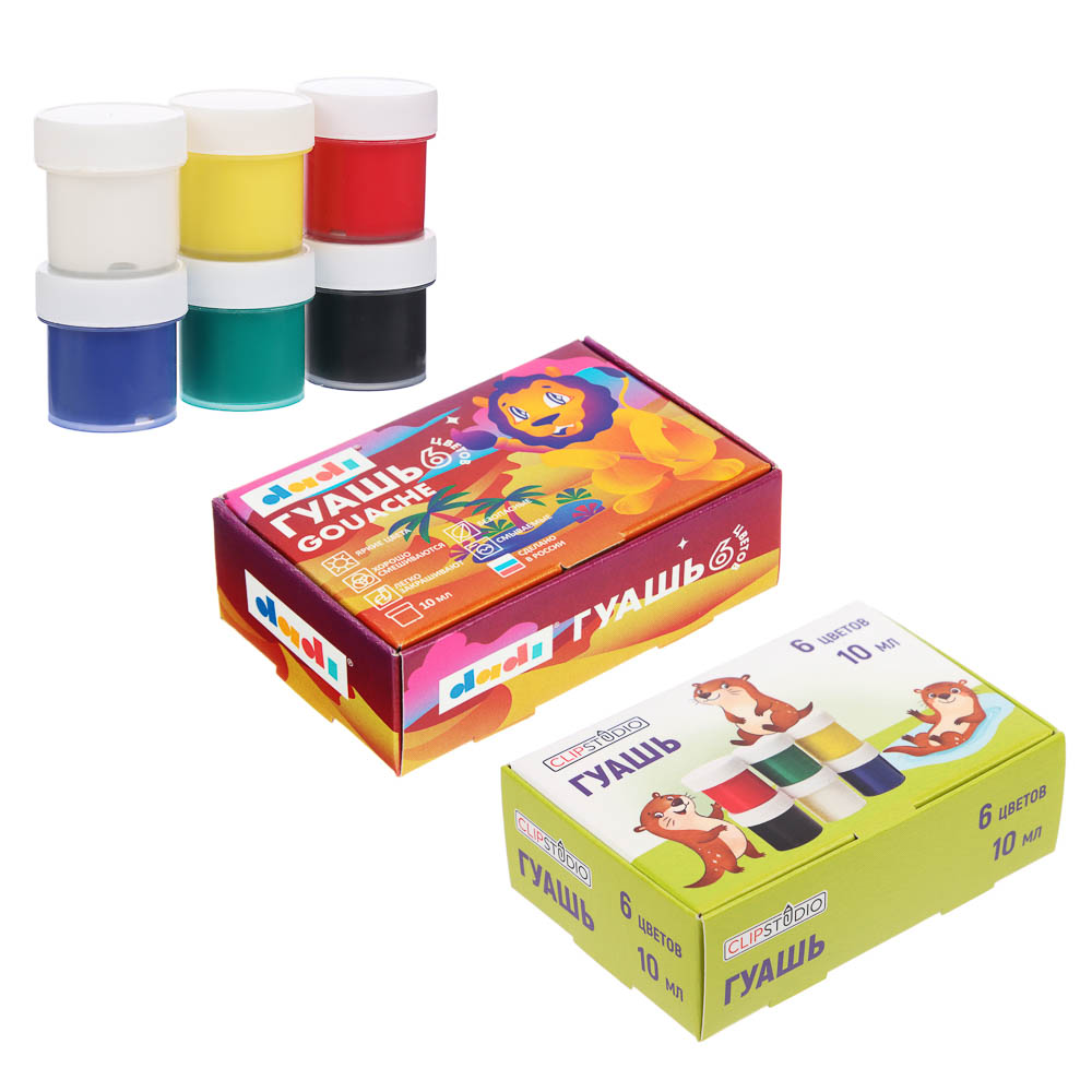 Гуашь 6цв., объем баночки 10мл - #1