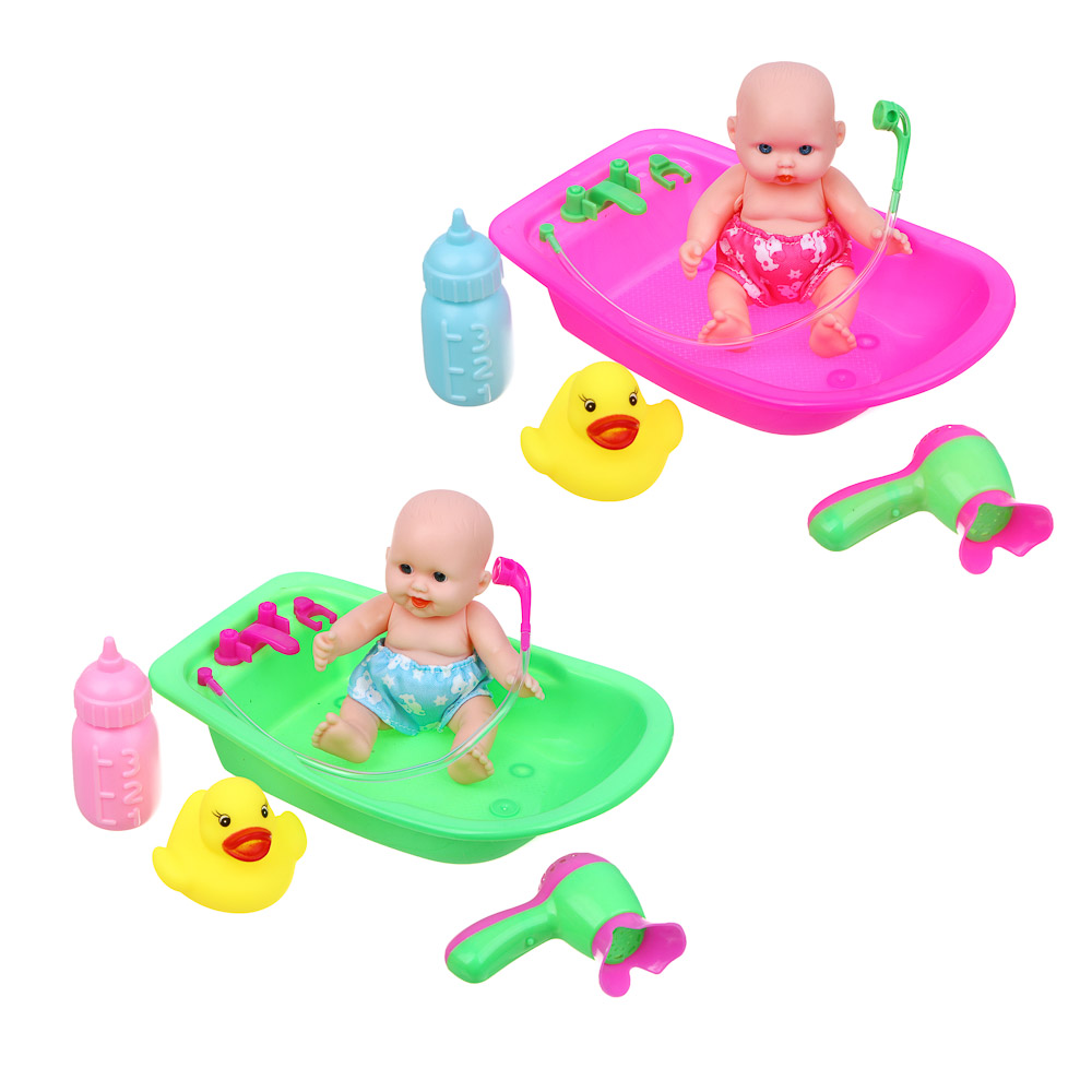 ИГРОЛЕНД Пупс 12 см в ванночке с аксессуарами, PVC, PP, 10х8х16 см - #2