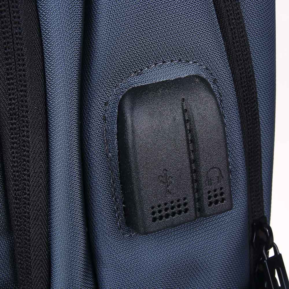 Рюкзак универсальный 46x33x17,5см, 2 отд, 4 карм., спинка с эрг.элементами, USB/науш., синий, ПЭ - #6
