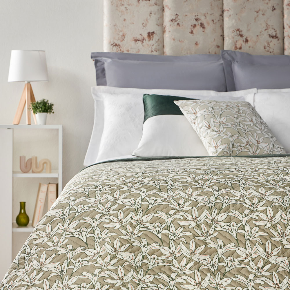 PROVANCE Эвкалипт Покрывало стеганое принтованное двустороннее 200х220см, 100% полиэстер, зеленый - #6