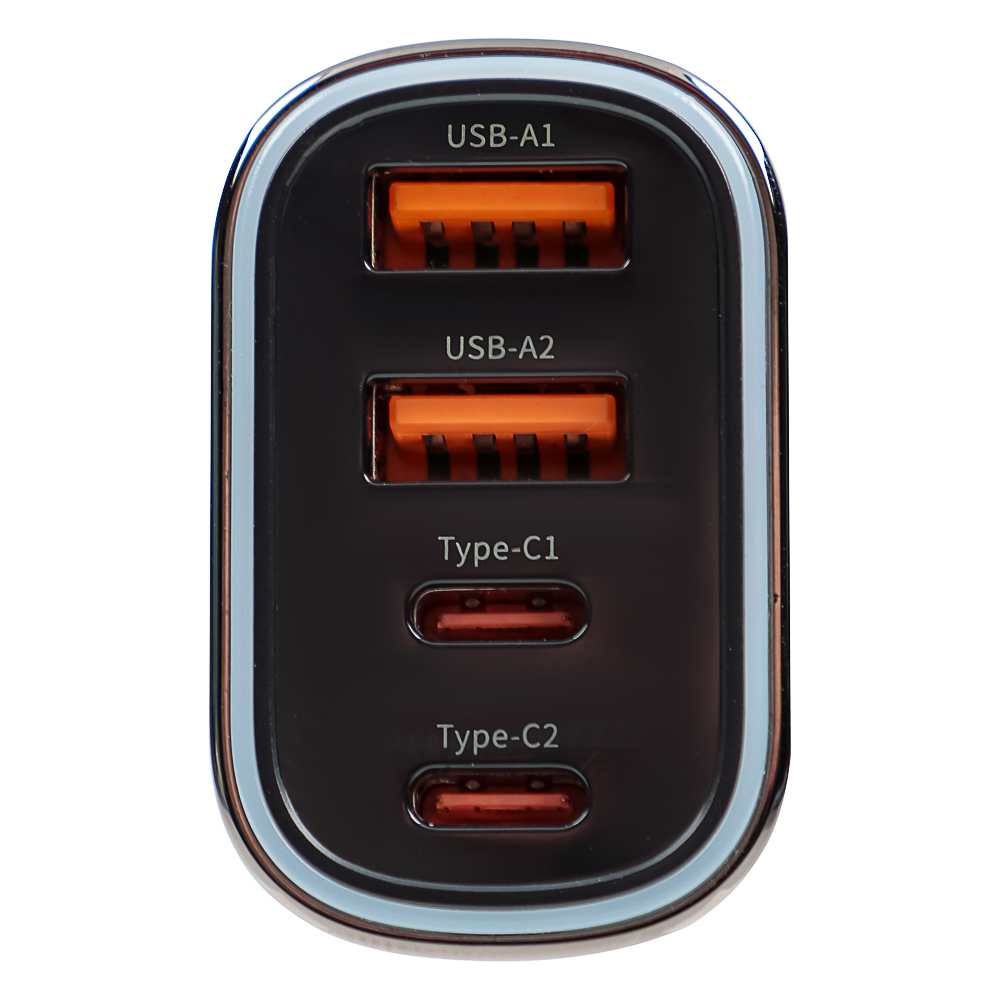 BY Зарядное устройство с подсветкой 12/24 В, 70 Вт QC, PD 2*Type-c/2*USB-A, алюминий, пластик - #7