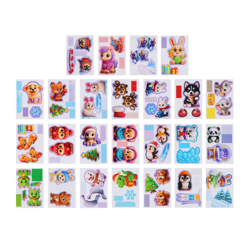 BY 3Д пазл "Зверята", пенокартон, 6х8,4см, 25 дизайнов - #2