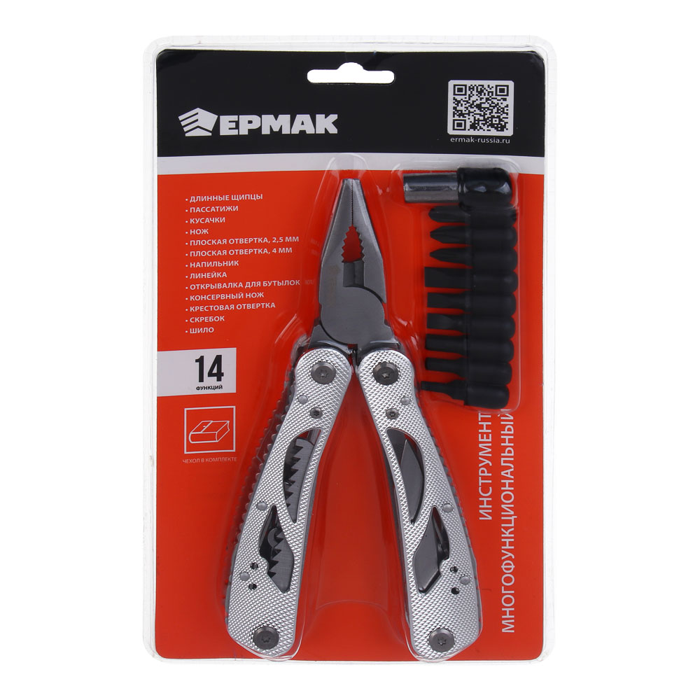 Инструмент многофункц. тм ЕРМАК,14 функций,9 насадок на отвертку+адаптер,16.5см,аллюм.,нерж. сталь - #6