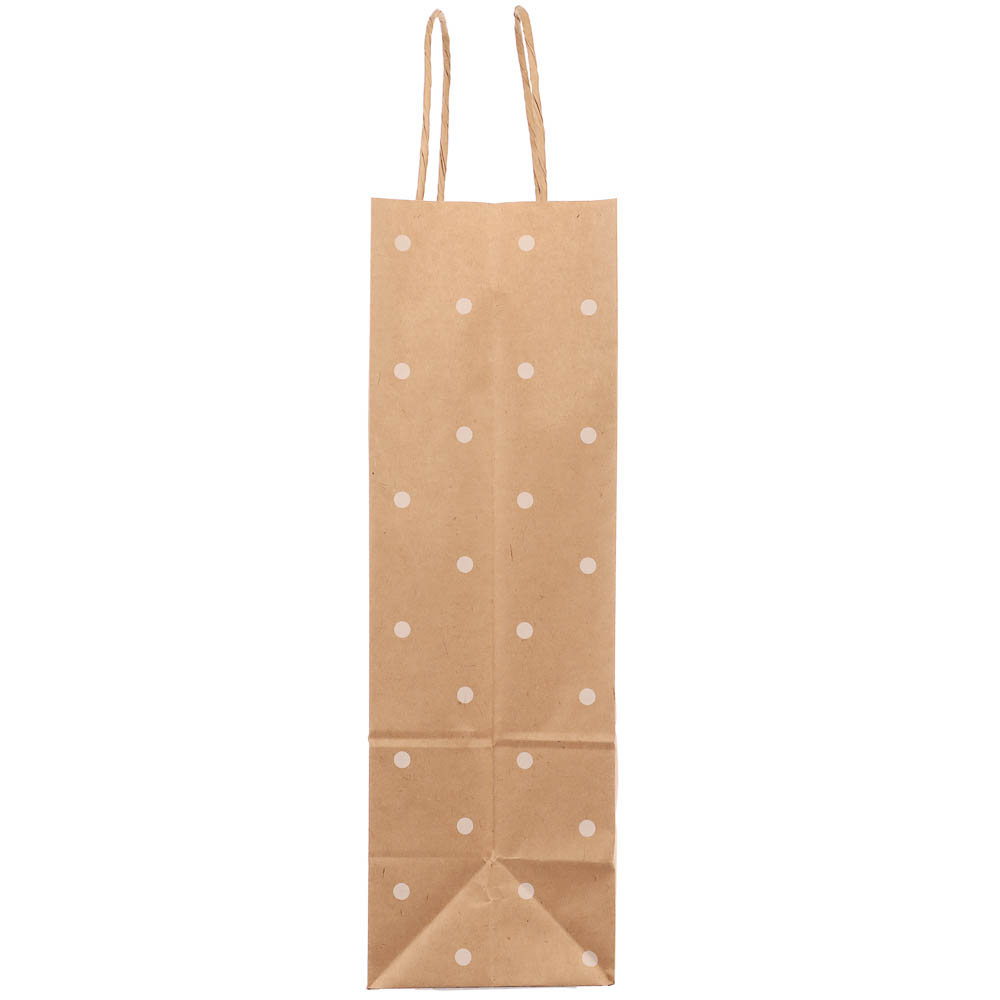 Пакет подарочный с кручеными ручками крафт 24x10,5x32 см, "Горошек" - #5