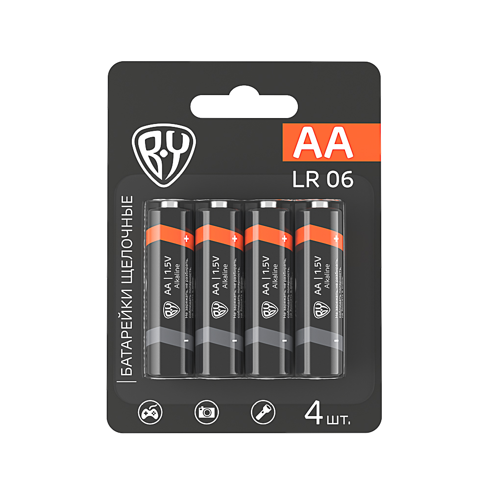 BY Батарейки AA (LR06) 4шт в блистере, щелочные 1.5V, высокой ёмкости - #1