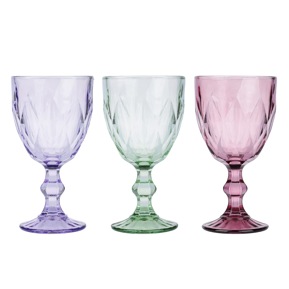 Набор бокалов для вина тм MILLIMI Ромб, 320мл, стекло, 3 шт, 3 цвета - #1