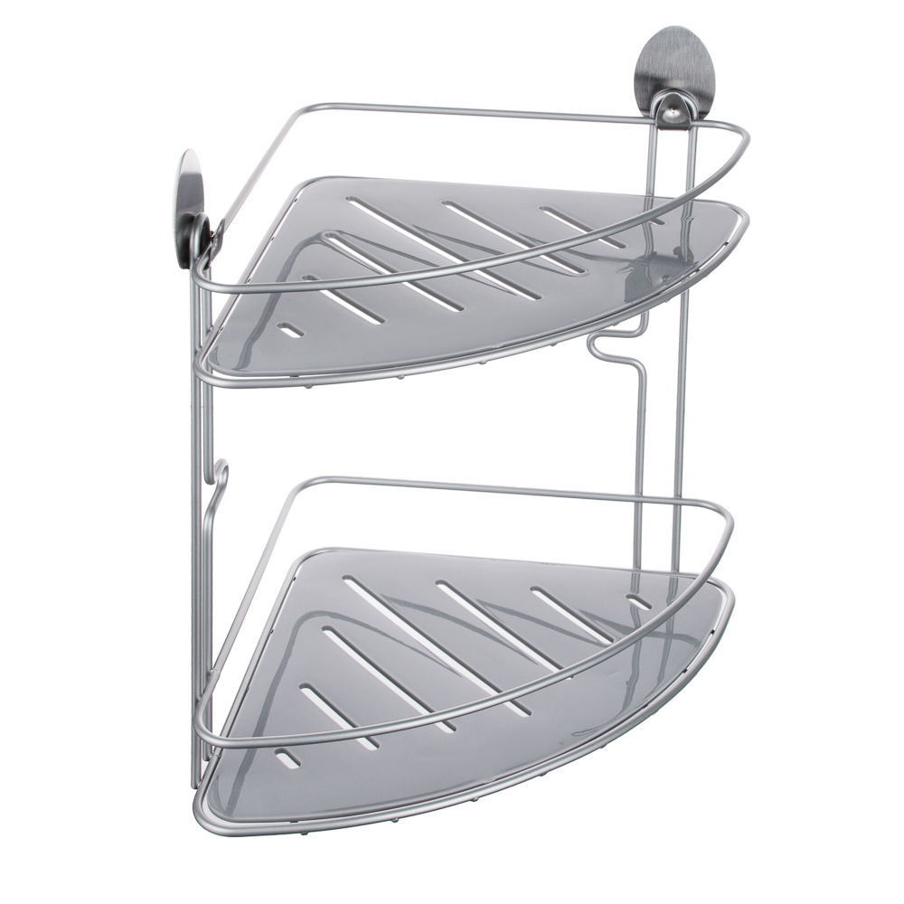 ARTEX Полка настенная угловая двухъярусная с пласт.поддоном на самоклеящ.крючках, арт. 29.19.15 - #1