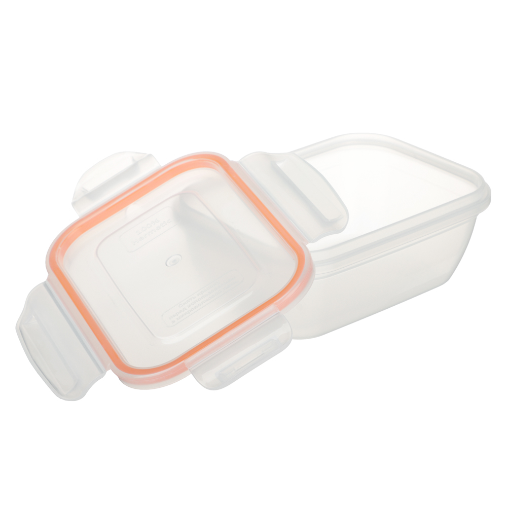 Контейнер пищевой герметичный с защелками 0,47л, прямоугольный конусный, пластик - #3