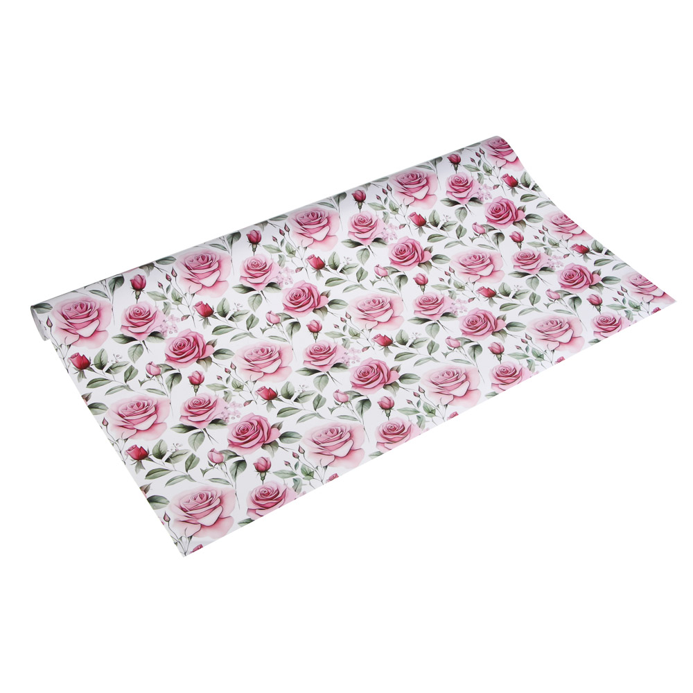 Бумага для упаковки подарков тм LADECOR 70х100 см, 70 г, "Цветы" арт 1, односторонняя, 4 дизайна - #4