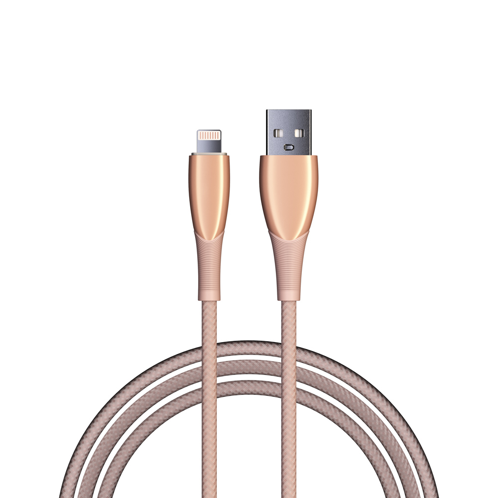 BY Кабель для зарядки Сириус iP, 1м, 2.4А, Быстрая зарядка, штекер металл, розовый - #1
