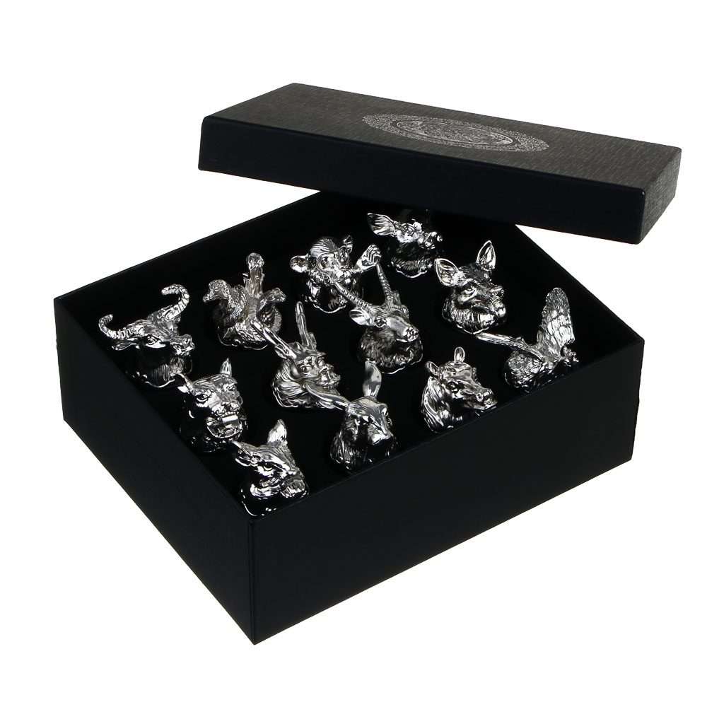 Набор стопок стеклянных Знаки зодиака 12пр, серебро - #5