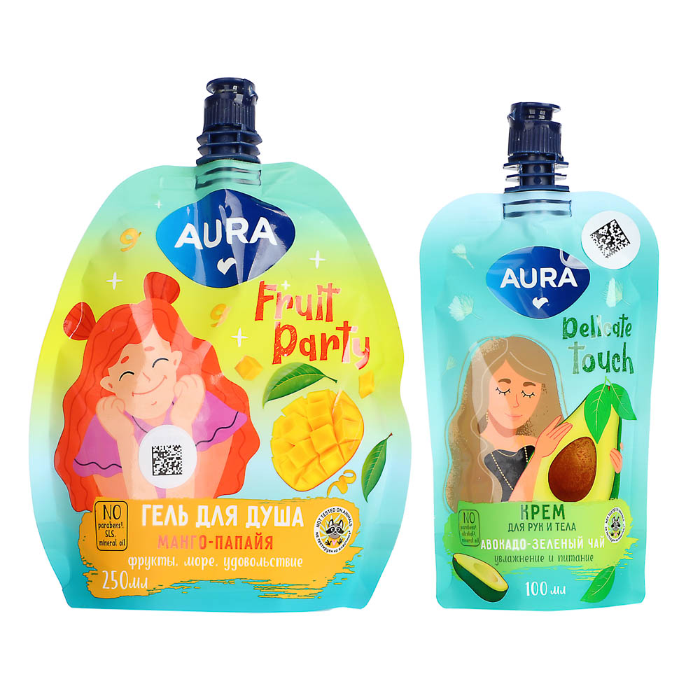 Подарочный набор женский AURA:Гель д/душа,250 мл+Крем д/рук и тела,100мл - #2