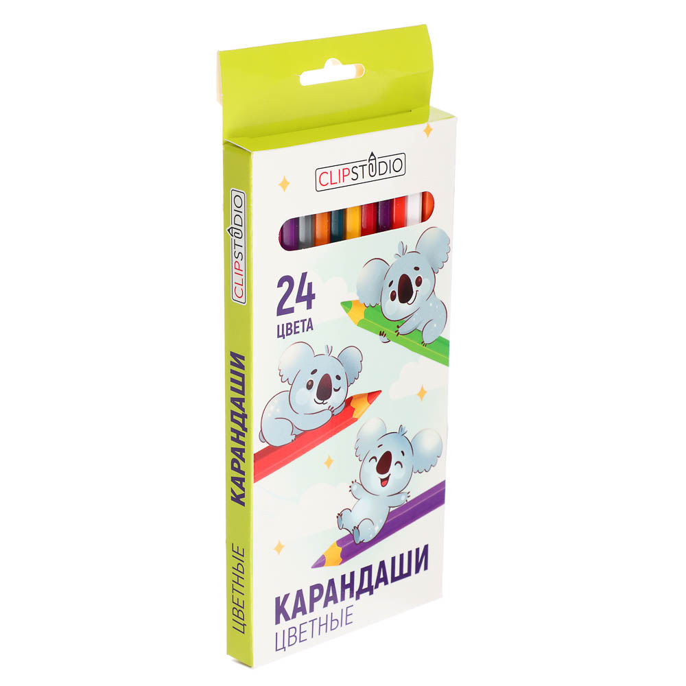 Карандаши 24цв. ClipStudio шестигранные заточ., пластик, улучшенное письмо, в карт.коробке - #8