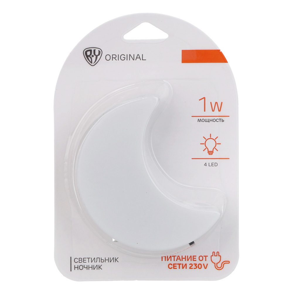 BY Светильник-ночник в розетку Месяц светодиодный, 1Вт, 9см, 230В, пластик, белый - #8