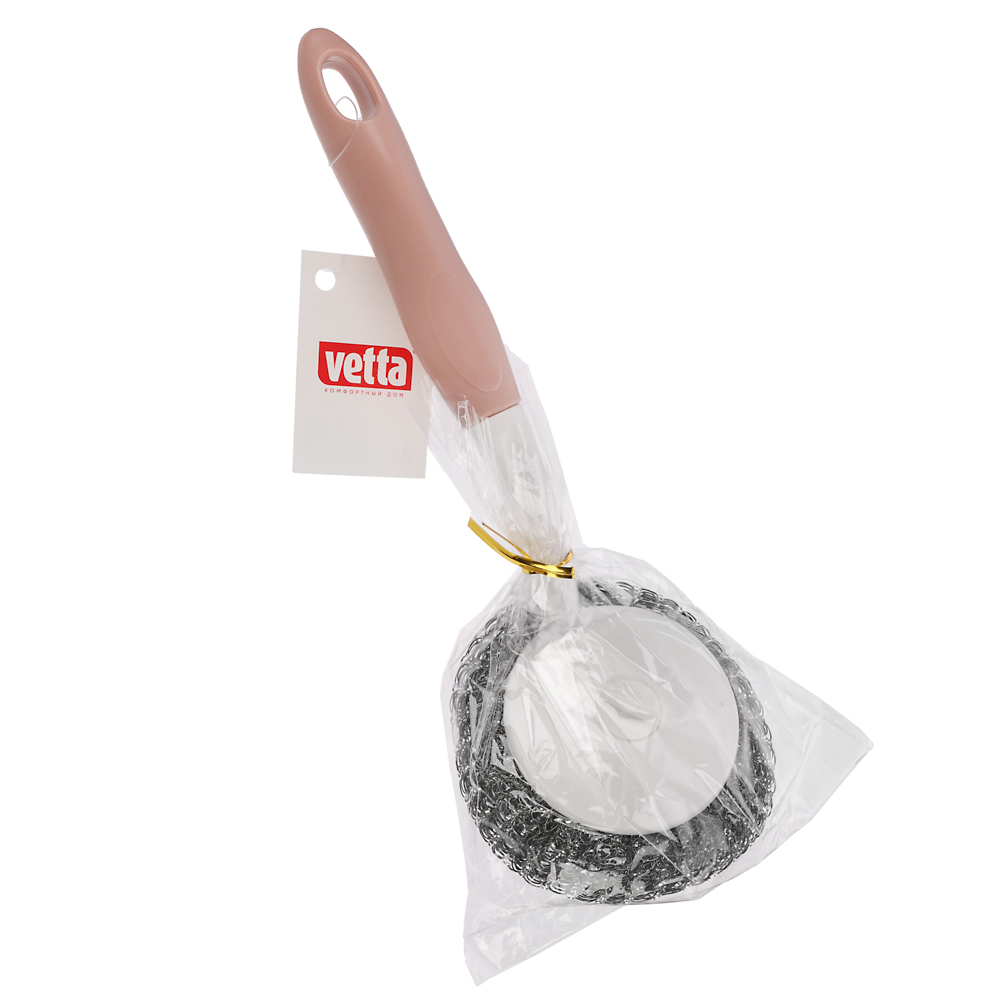 VETTA Губка металлическая для мытья посуды с ручкой, пластик, 25,5x9,5x6,5см, 2 цвета - #6