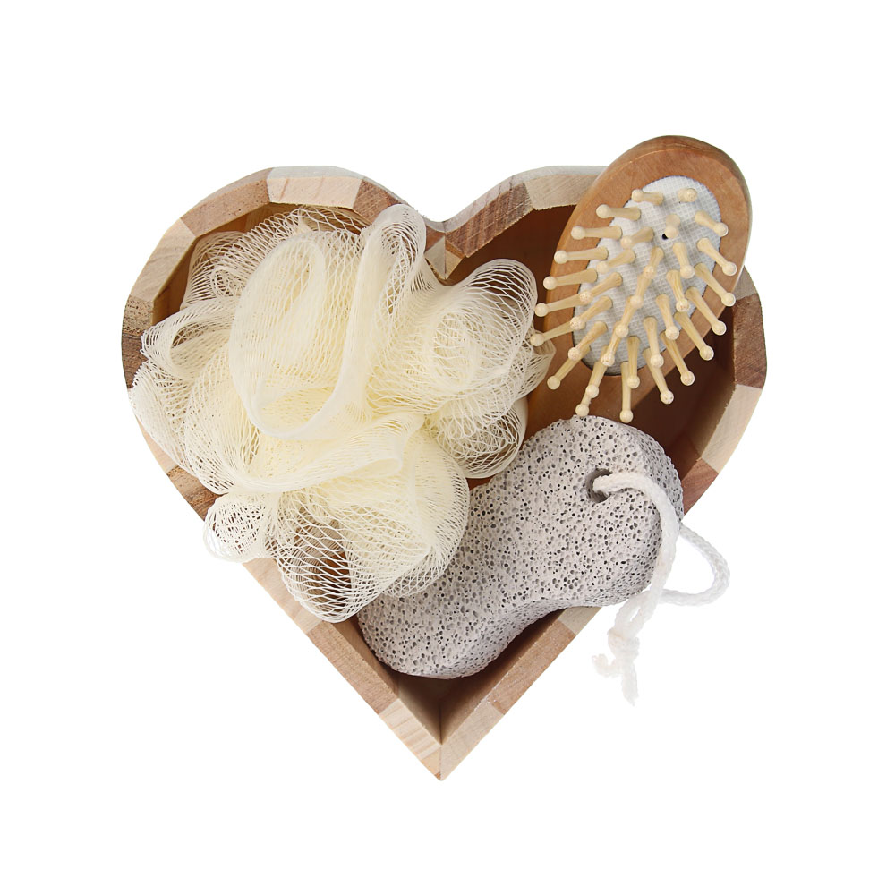 Набор подарочный тм LADECOR мочалка, расческа, пемза, 15*4*15 см, бамбук, полиэстер, пемза - #2