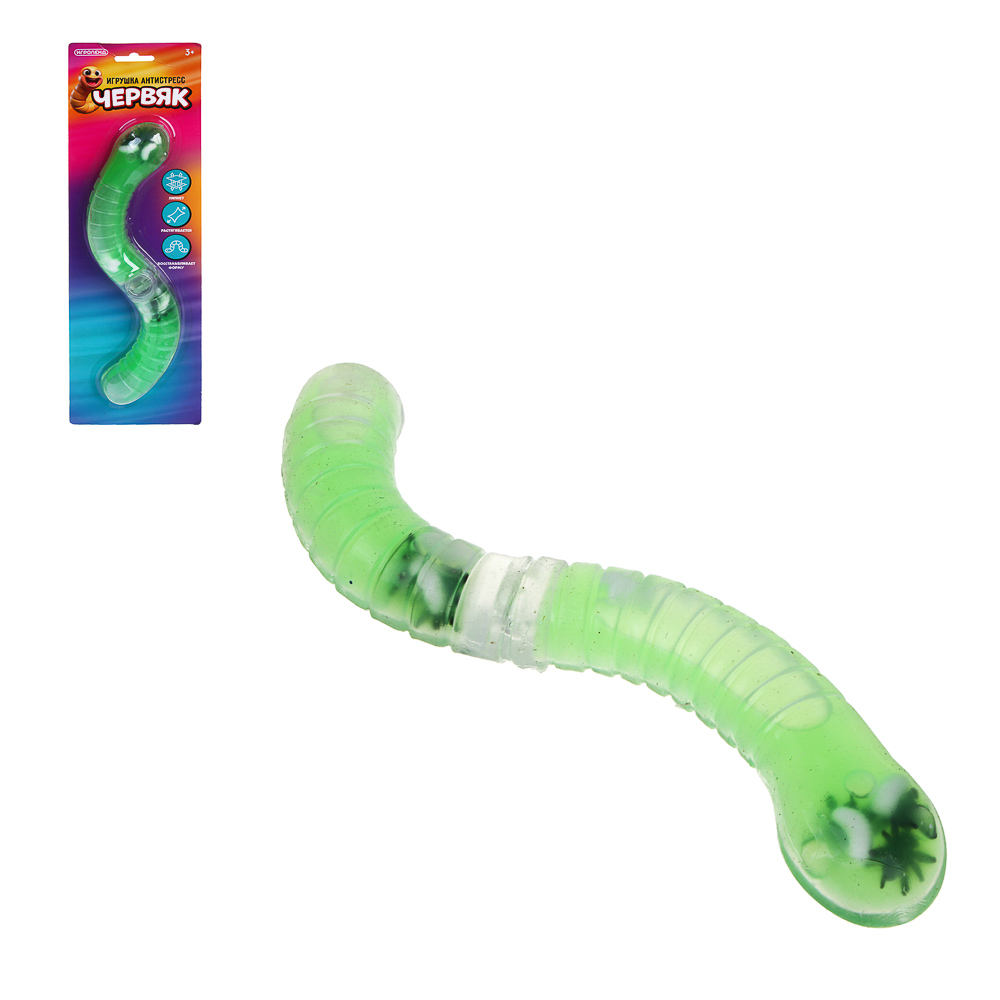ИГРОЛЕНД Игрушка антистресс «Червяк», TPR, 32,5х10 см, 4 вида - #1