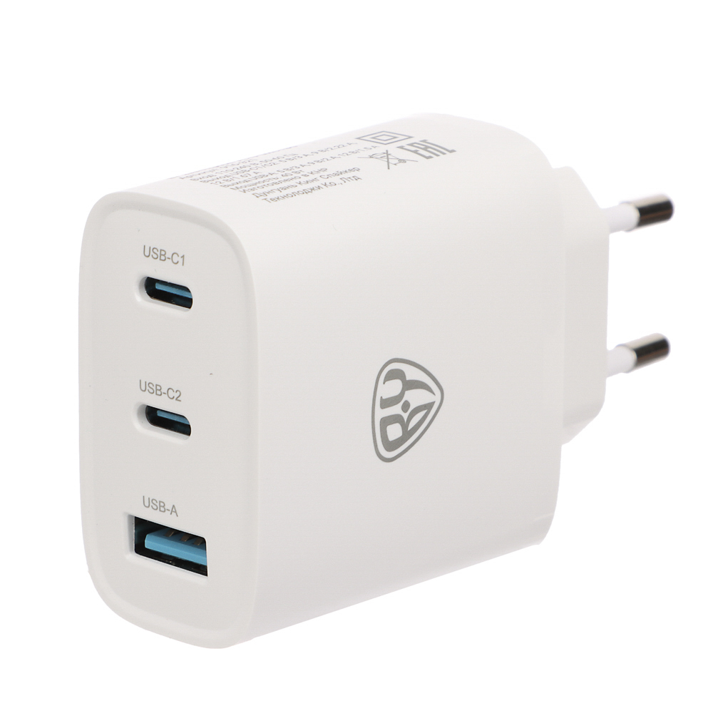 BY Сетевое зарядное устройство Smart 40Вт,2*USB-C, 1*USB-A, QC,PD,PPS,110-240В,50-60Гц,пластик,белый - #4
