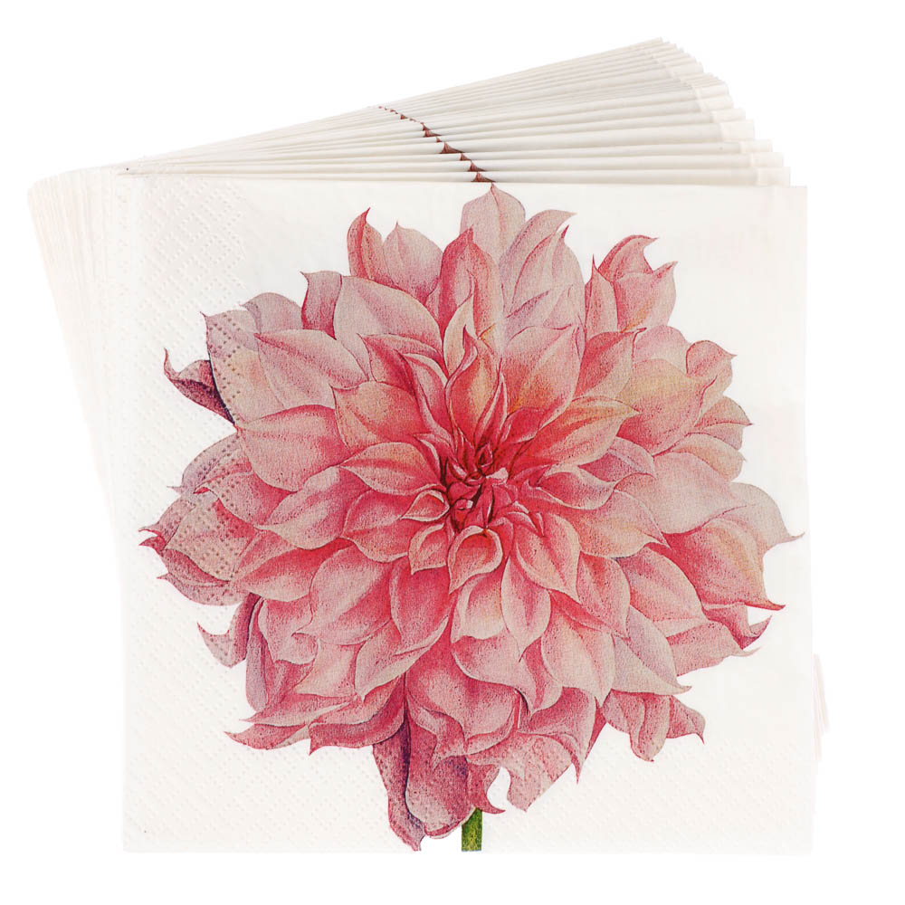 Салфетки бумажные Gratias Лотос/Георгин/Пионы/Зеленый, 3сл, 33см, 20л - #3