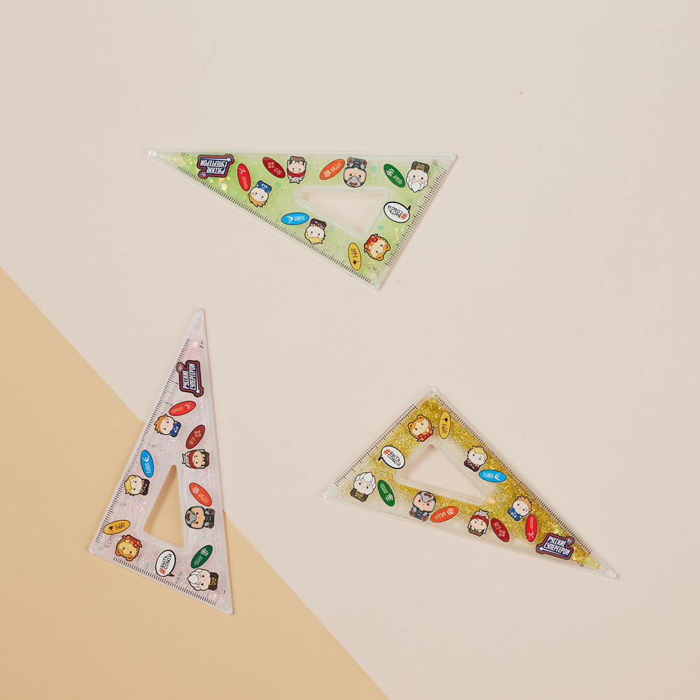 BY Русские Супергерои Угольник 10см, 30/60 градусов, принт, подвижные блестки в геле, "Кавай", 3 цв. - #6