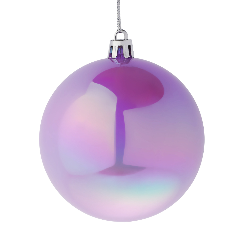 СНОУ БУМ Набор шаров 4шт 8см пластик, лавандово-розовый перламутр - #2