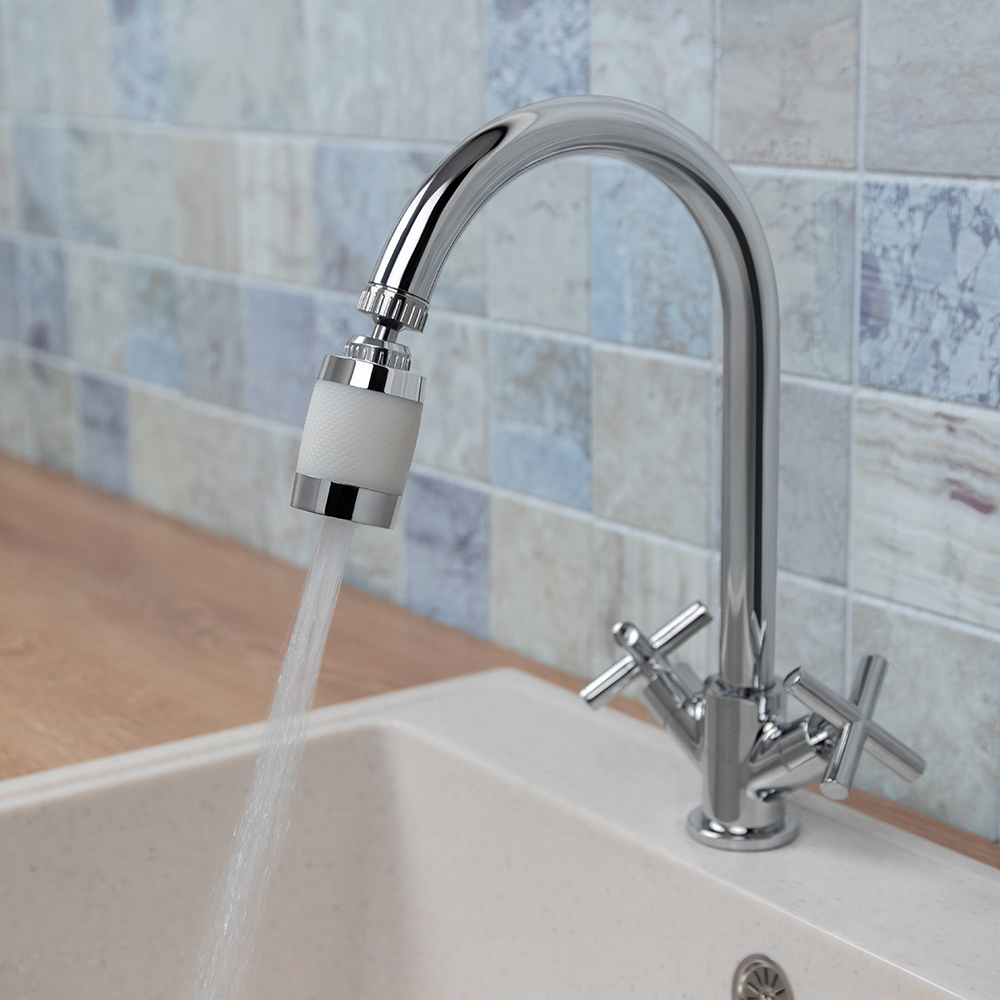 Аэратор-насадка для смесителя с фильтром, 2 режима, хром/белый - #8