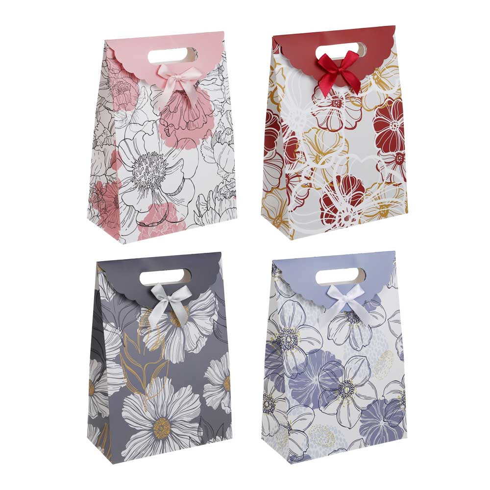 Пакет подарочный бумажный тм LADECOR, M 27x19x9 см, "Цветы" арт 1, 4 дизайна - #1