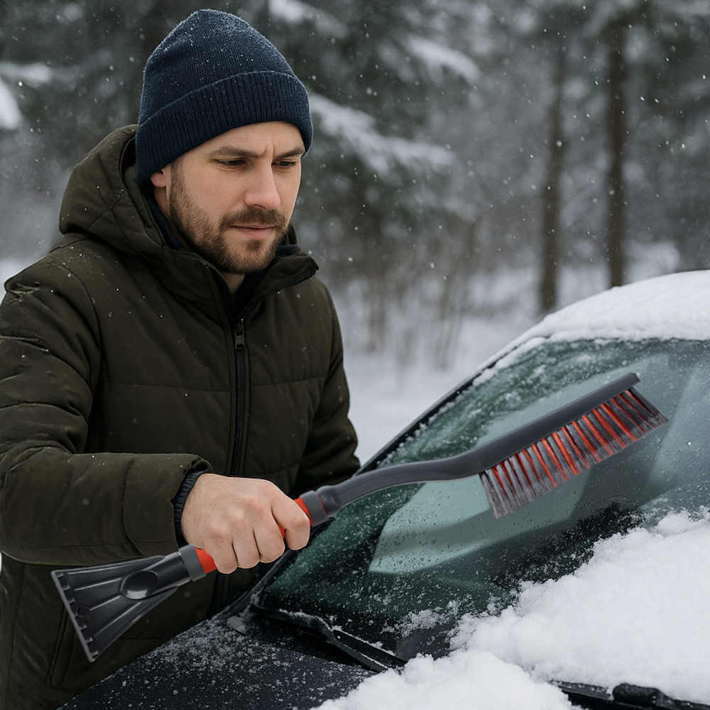 ЕРМАК Щетка для уборки снега с распушенной щетиной+скребок, 62см - #7