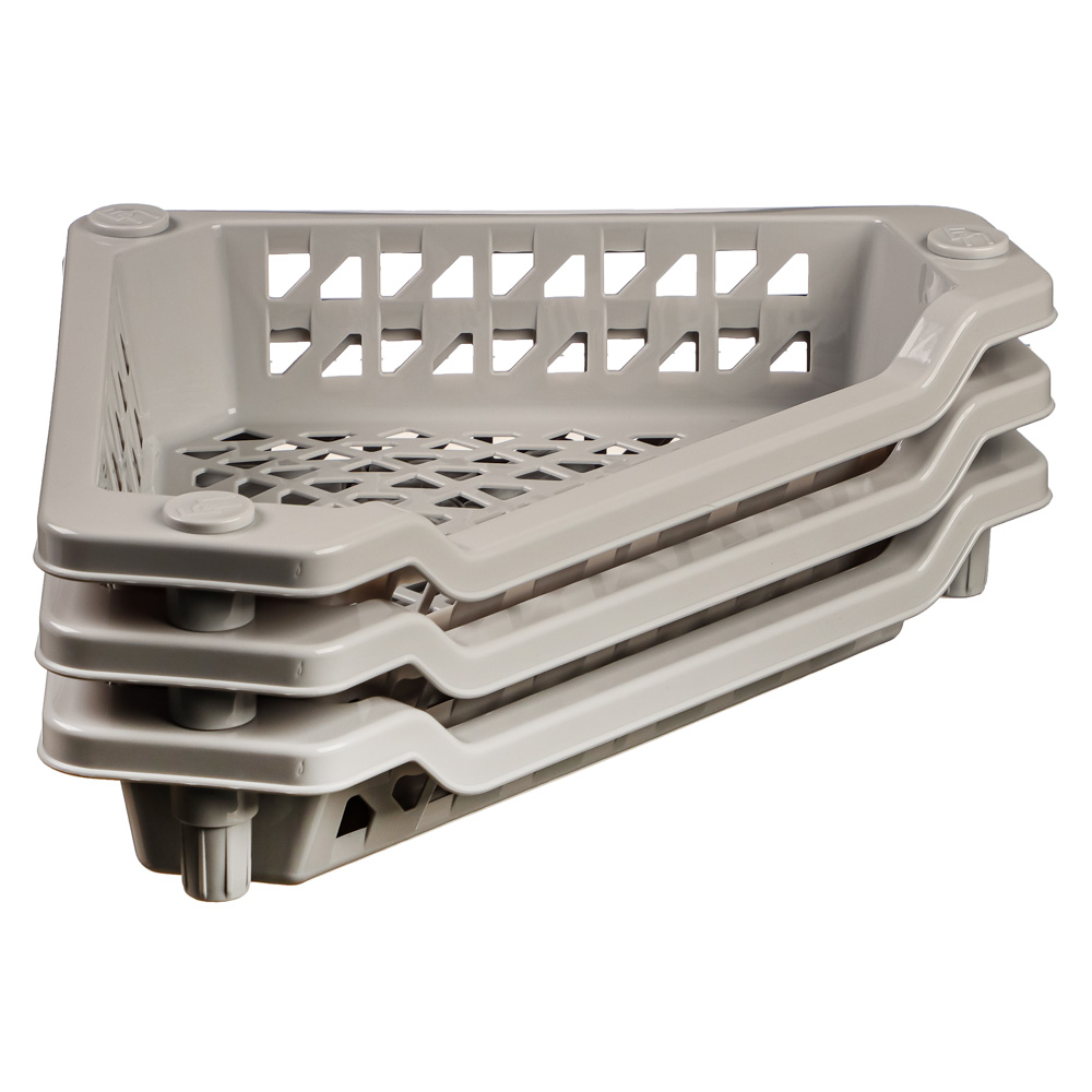 Этажерка на колесиках угловая, 3 полки, пластик, 54x27x61см, св-сер. - #5