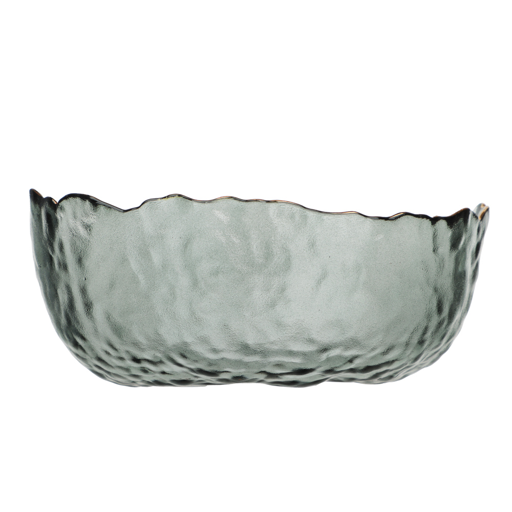 MILLIMI Салатник 13.5x13.5x6см, стекло, серый с золотой каймой - #3