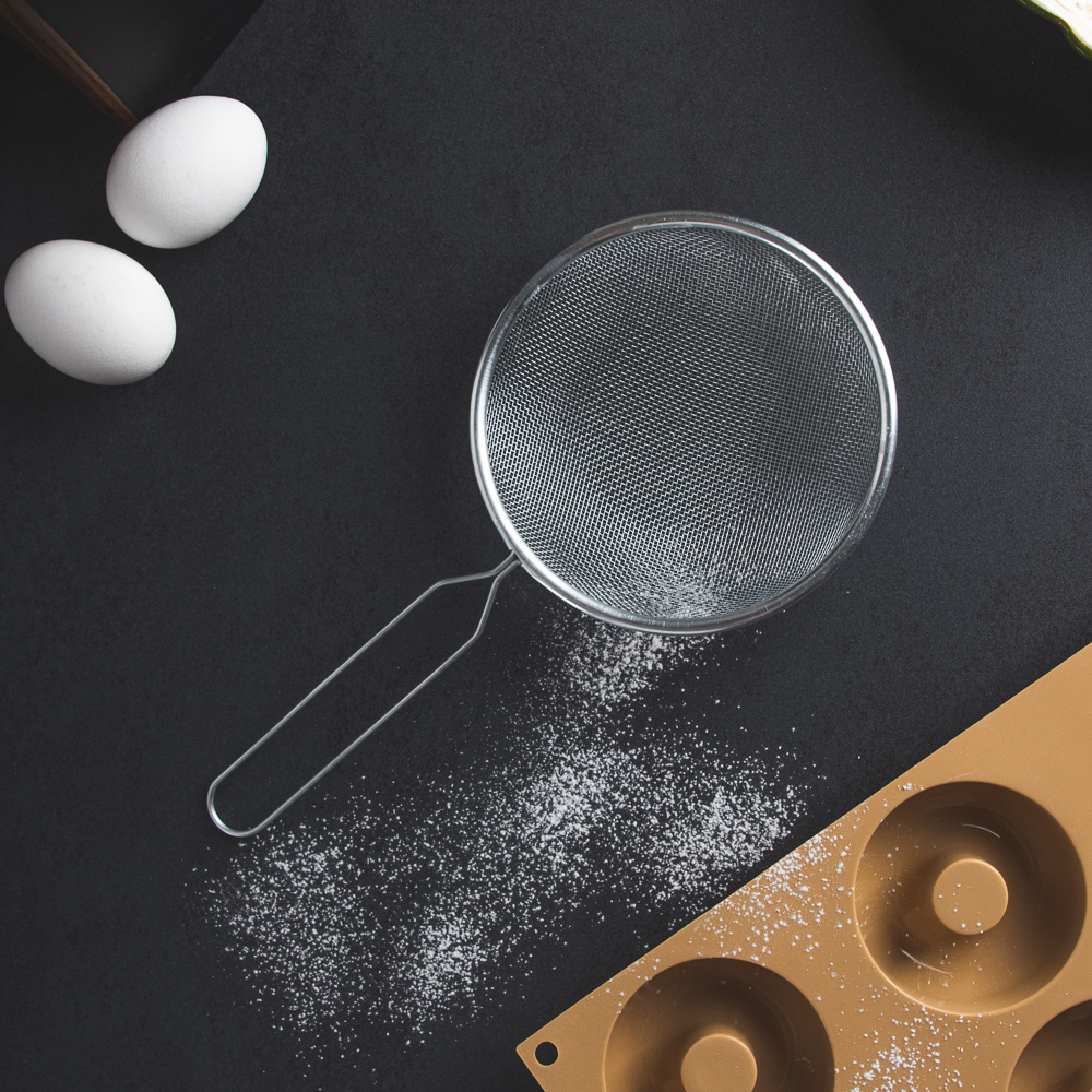 Сито с ободом и ручкой 14см, металл - #7