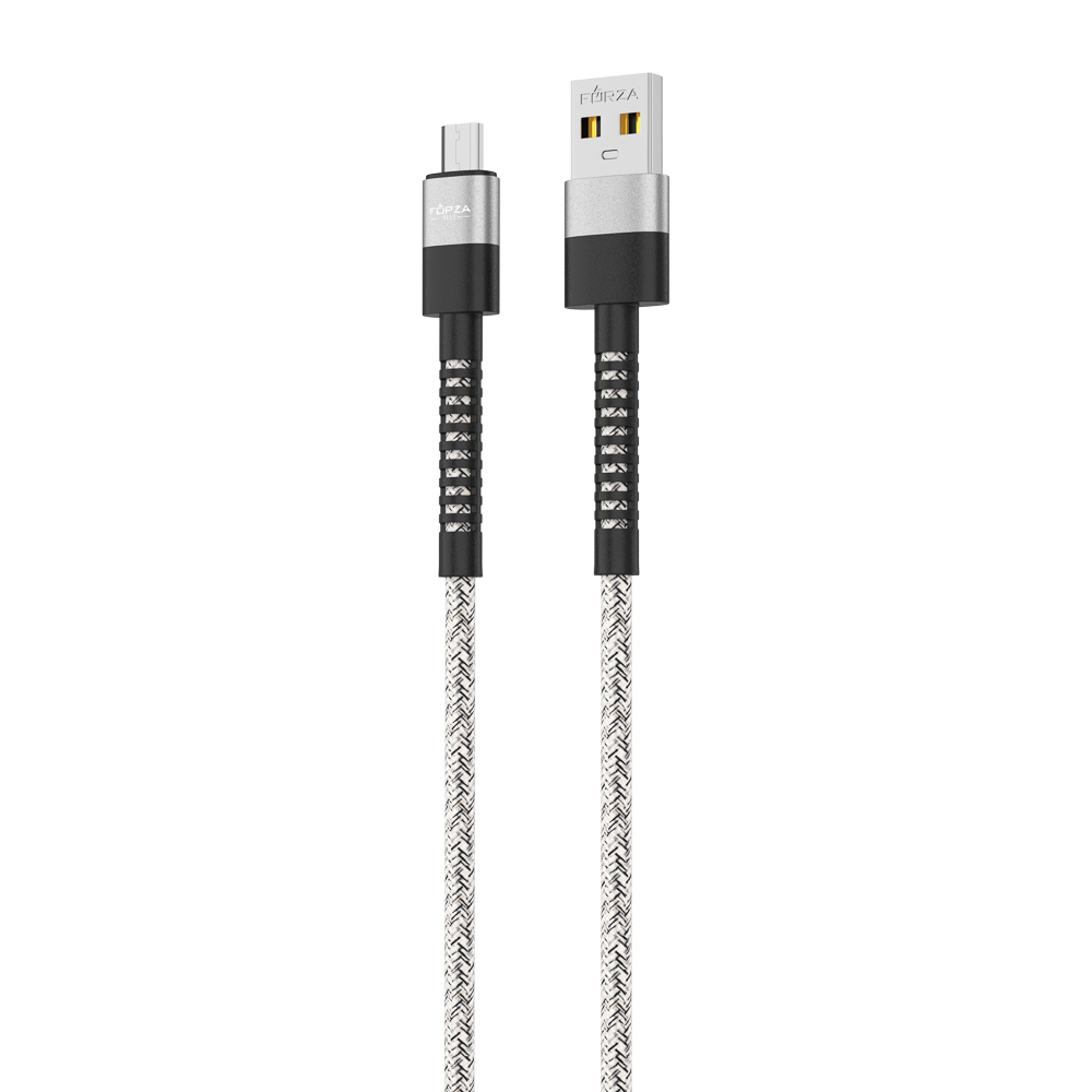 FORZA Кабель для зарядки Вертикаль microUSB, 1м, Быстрая зарядка 2.4А, 12W, тканевый , серый - #2